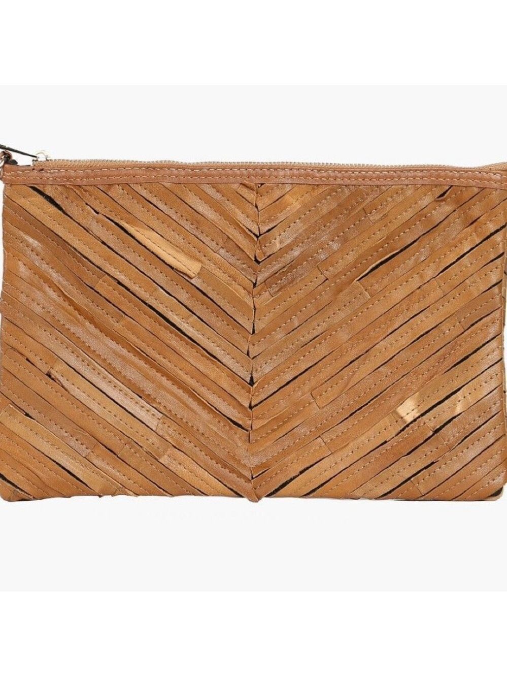STITCHED STRIP LEATHER CLUTCH / IPAD CASE